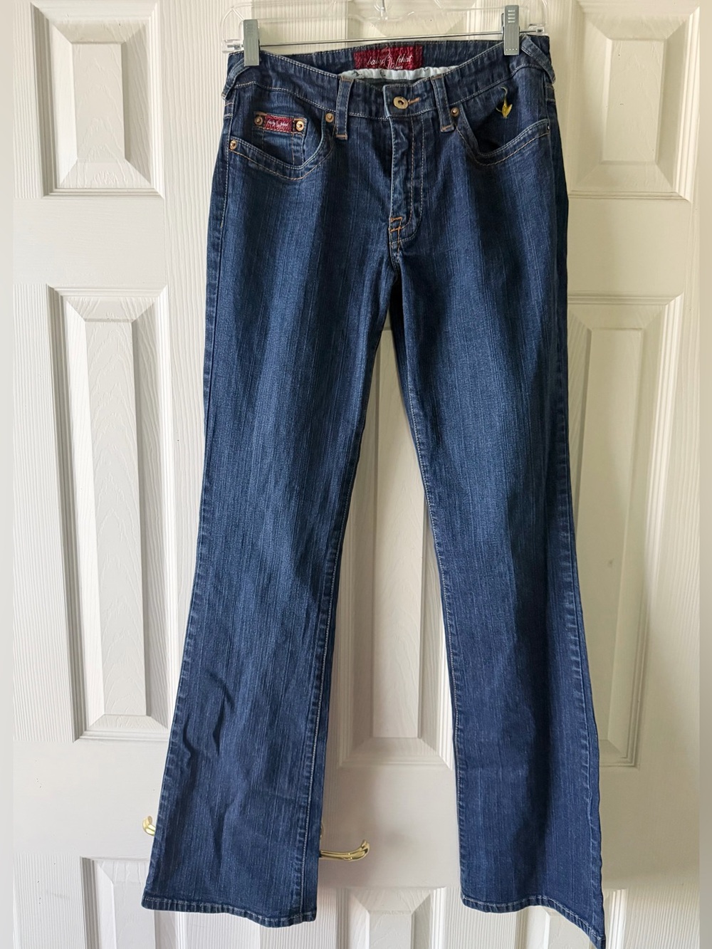 Y2K Babyphat flare jeans with Yellow Embroidery and Iconic logo